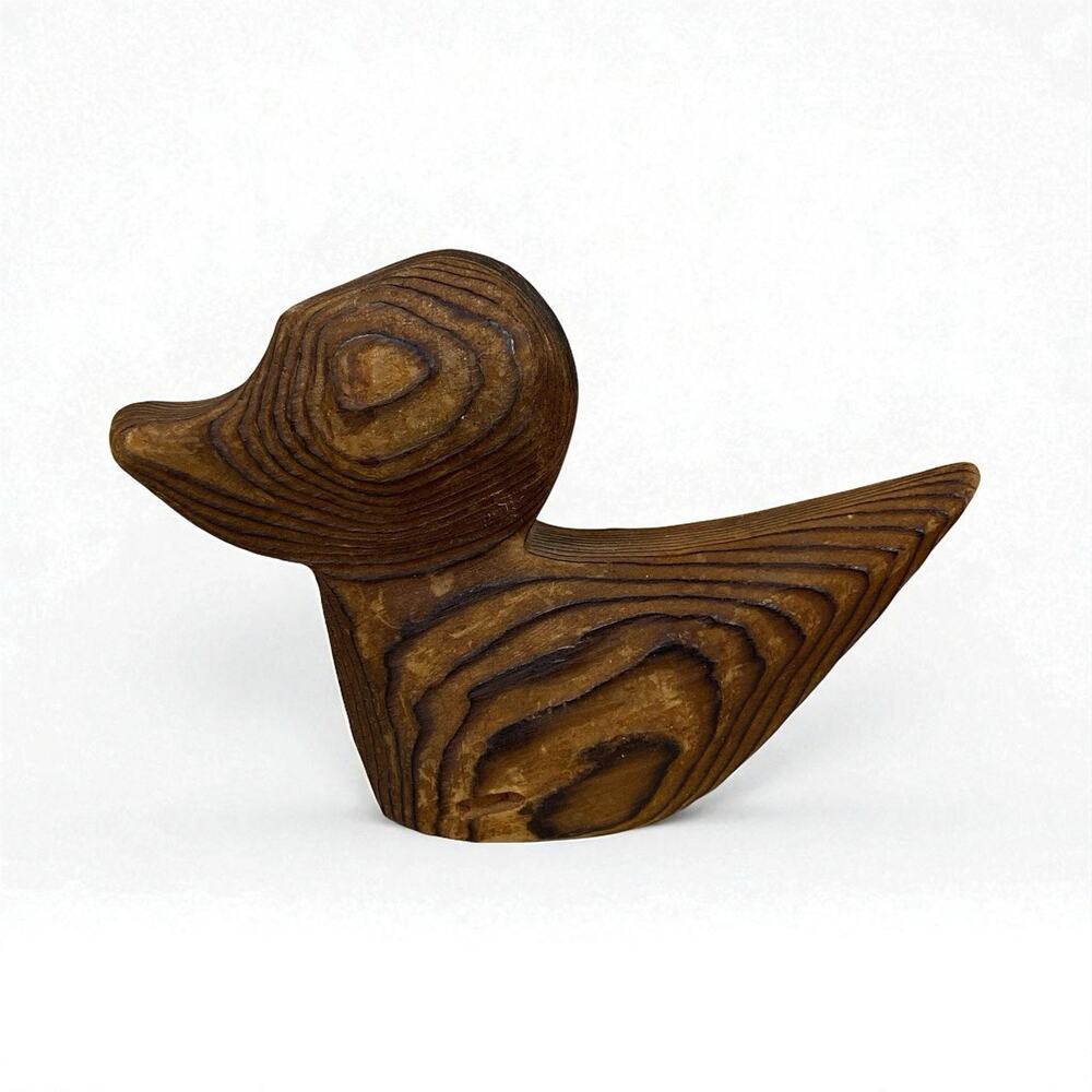 Vintage Wood Duck Duckling Bird Hand Carved Shelf Sitter Rustic Cabin Country